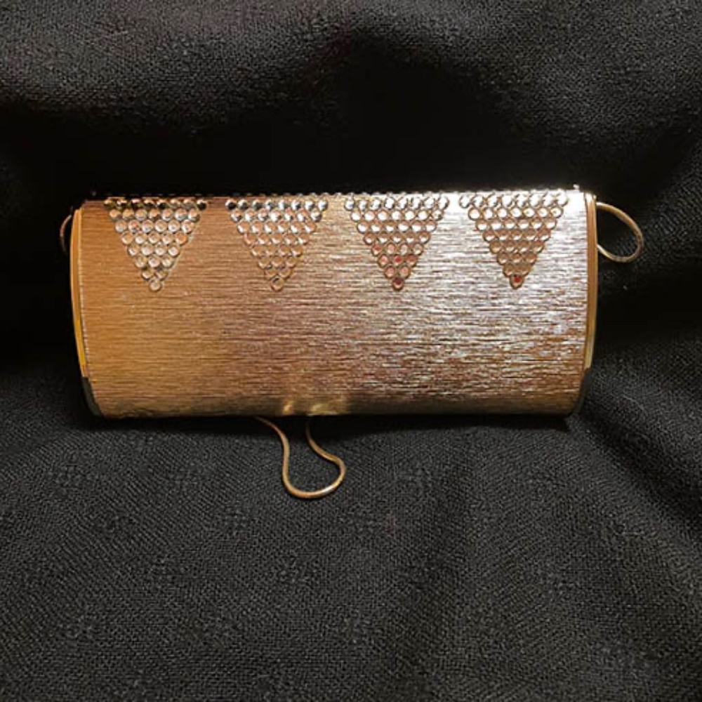 Gold and Rhinestone Hard Shell Handbag - Picture 4 of 7